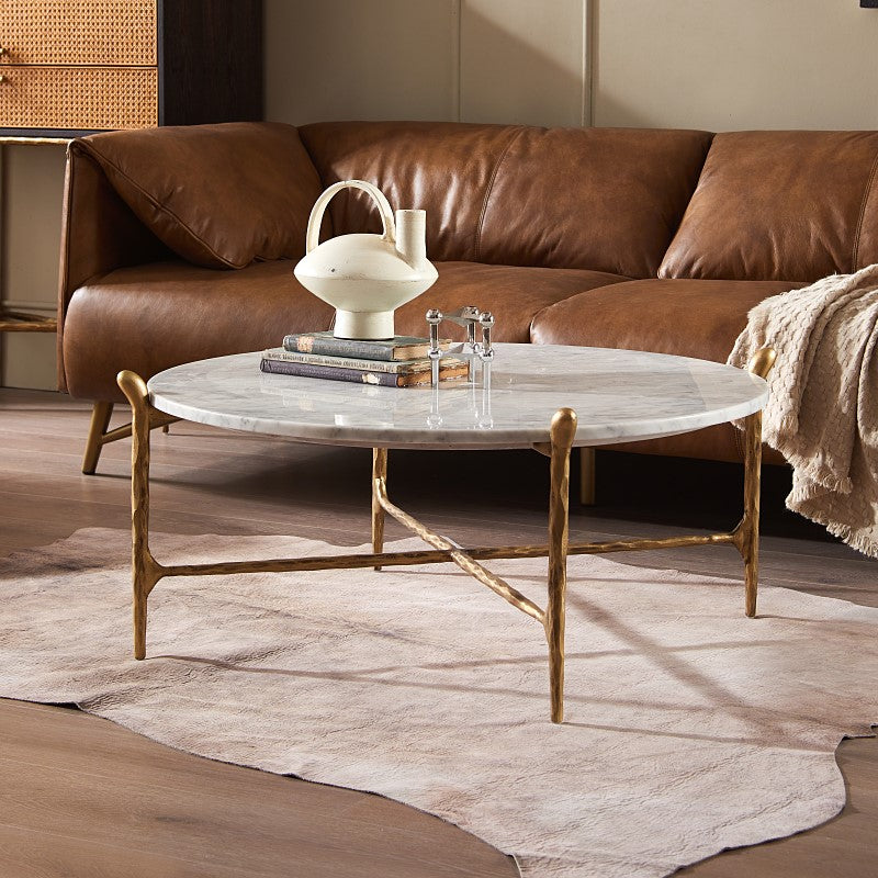 Thaddeus Round Horn Marble Coffee Table & Side Table