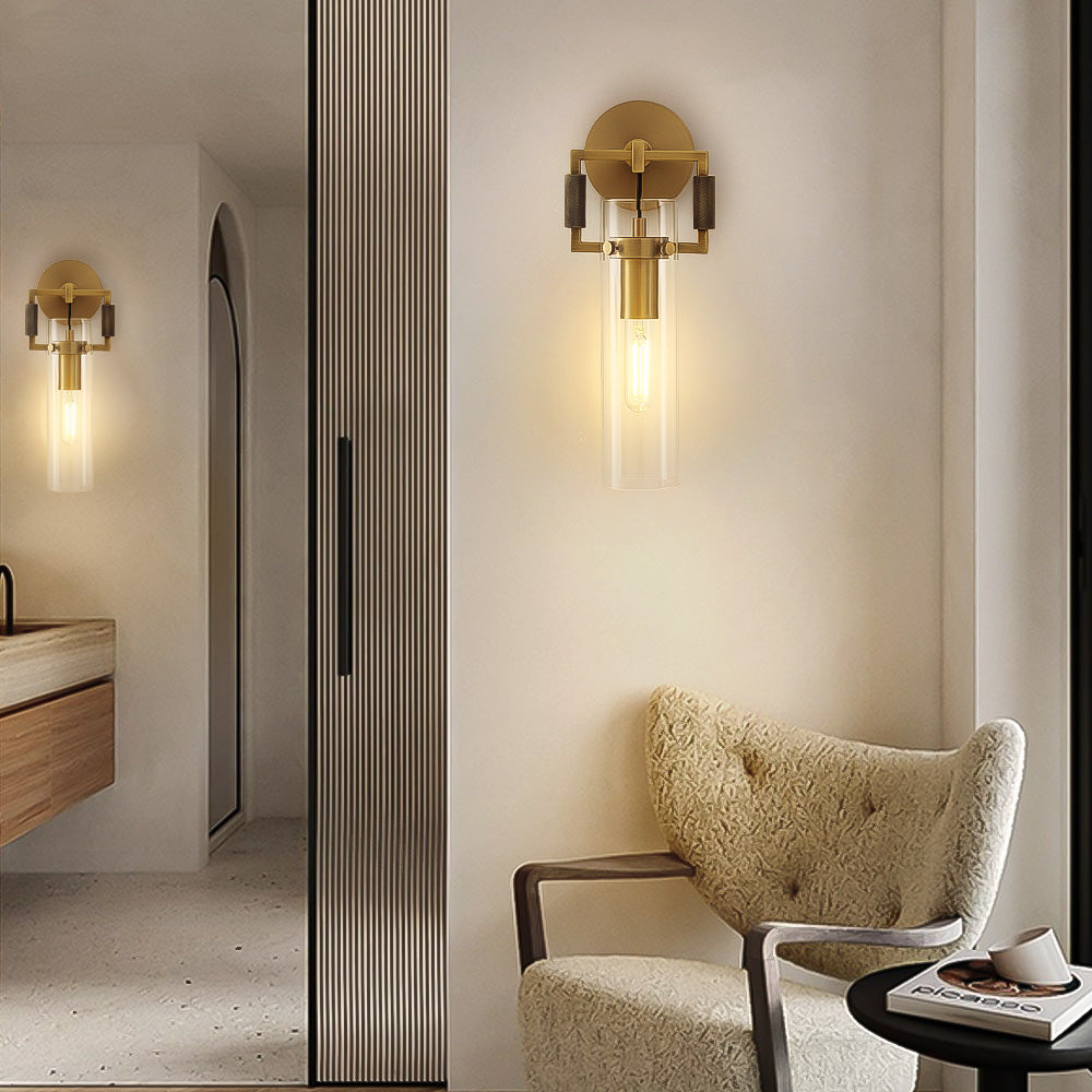 Aisha Rough Tube Glass Cylinder Sconce