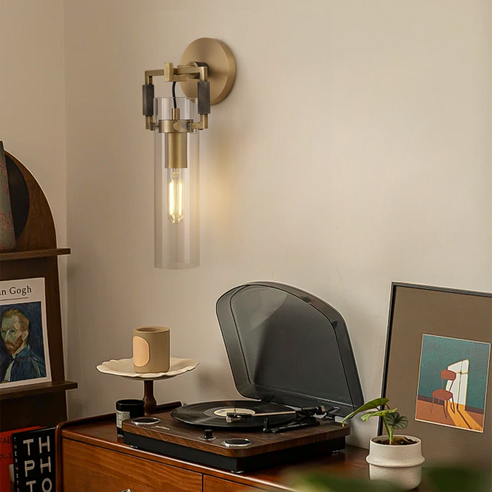 Aisha Rough Tube Glass Cylinder Sconce