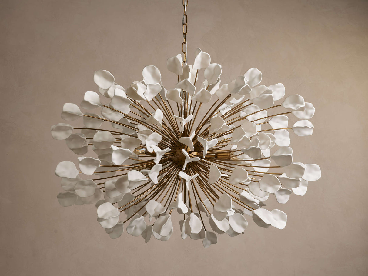 Lunaria Ceramic Leaves Chandelier 42''D