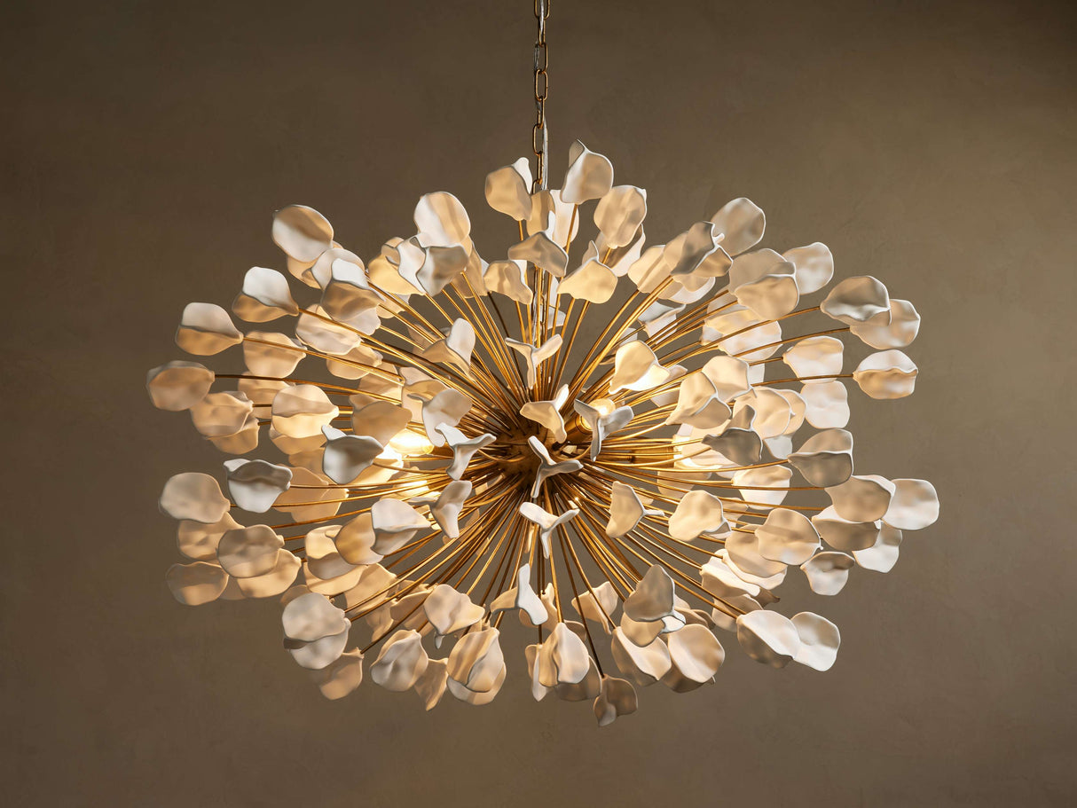 Lunaria Ceramic Leaves Chandelier 42''D