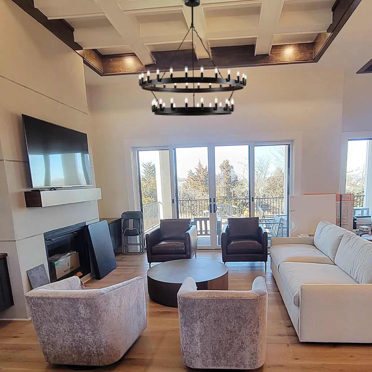 Camia 2-Tier Candelabra Round Chandelier<38"-73">