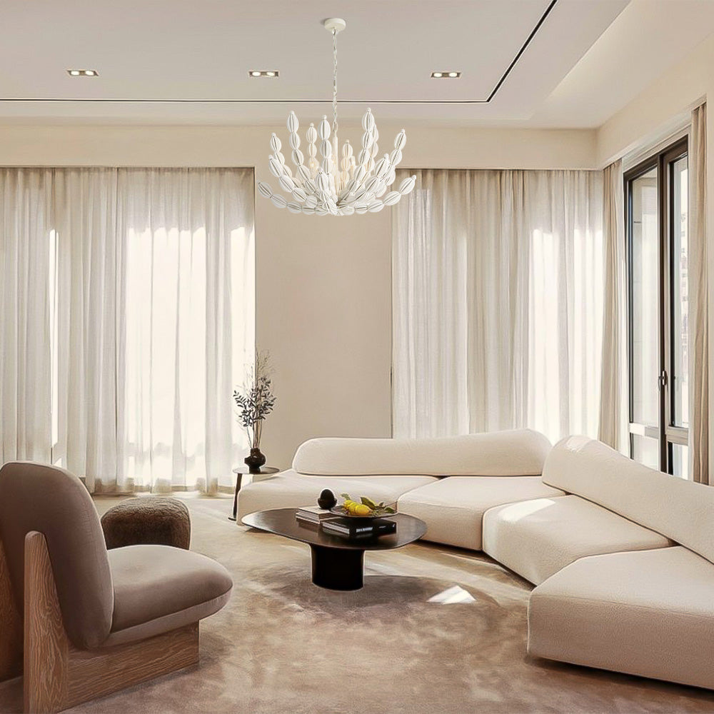 Indi White Wood Chandelier