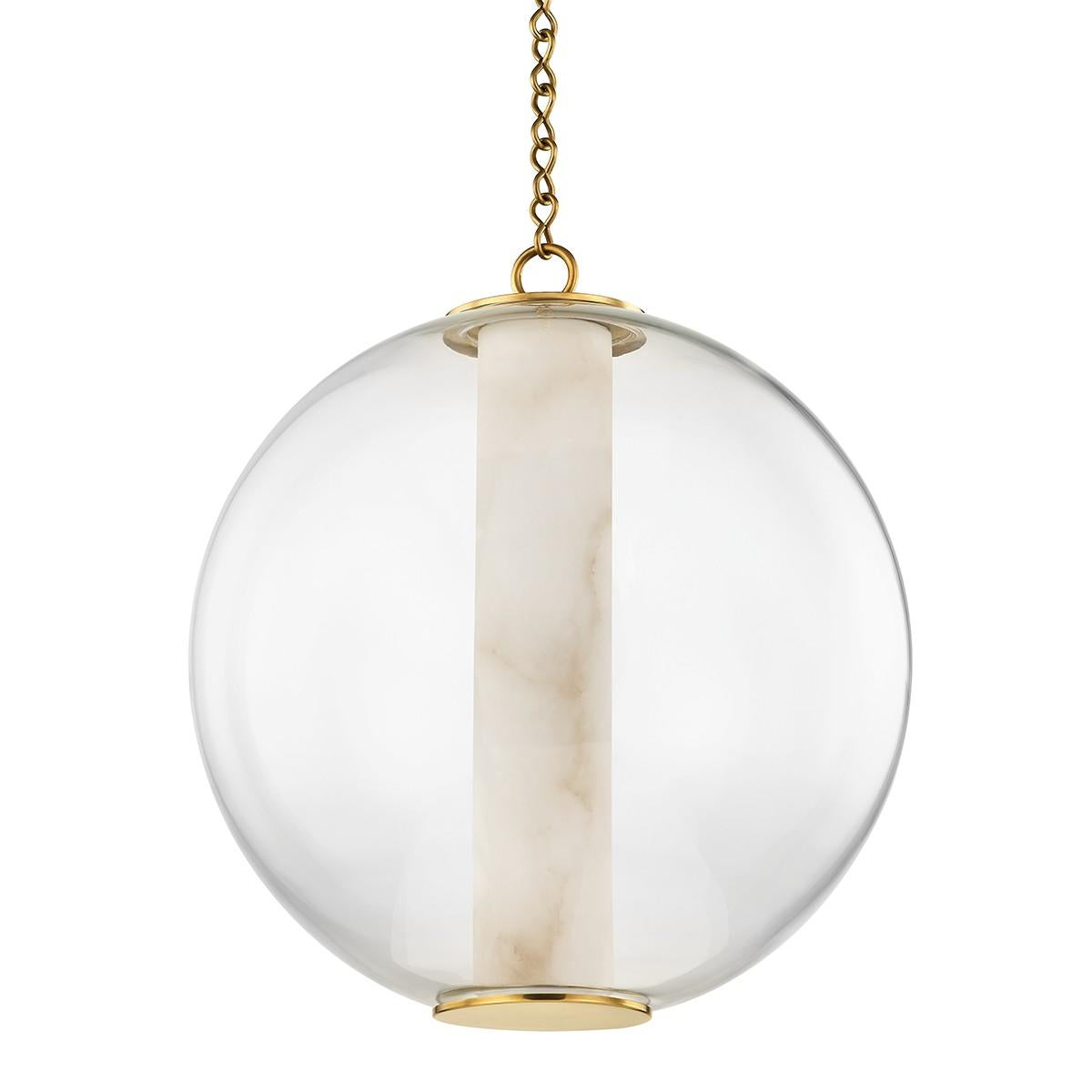 Alabaster Tube Glass Globe Pendant