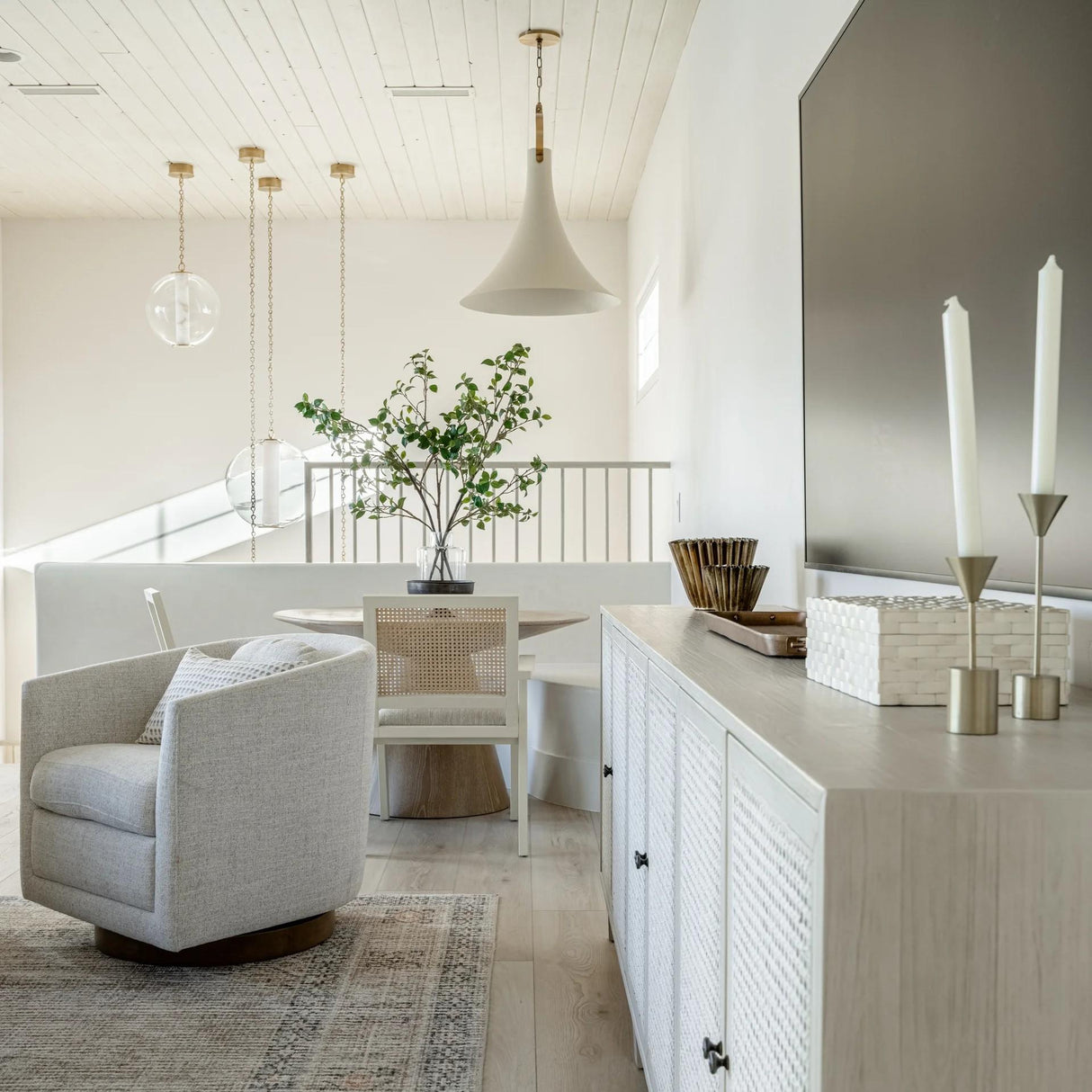 Alabaster Tube Glass Globe Pendant