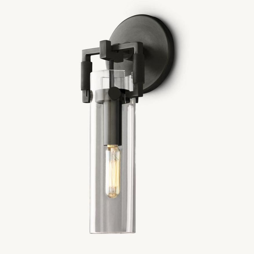 Aisha Rough Tube Glass Cylinder Sconce