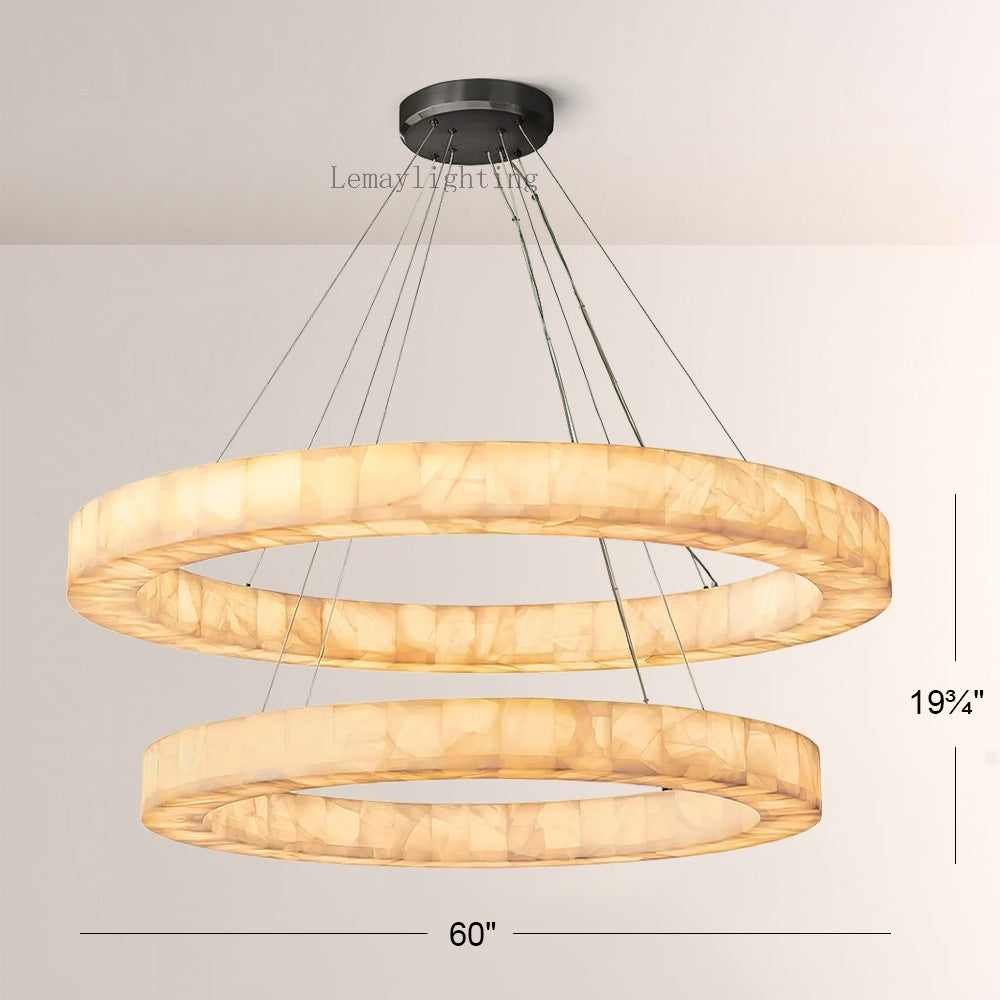 Alabaster Ezreal Two-Tier Round Chandelier 60"