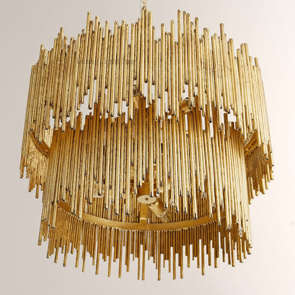 Prestige American Retro Style Two Tiered Circular Chandelier