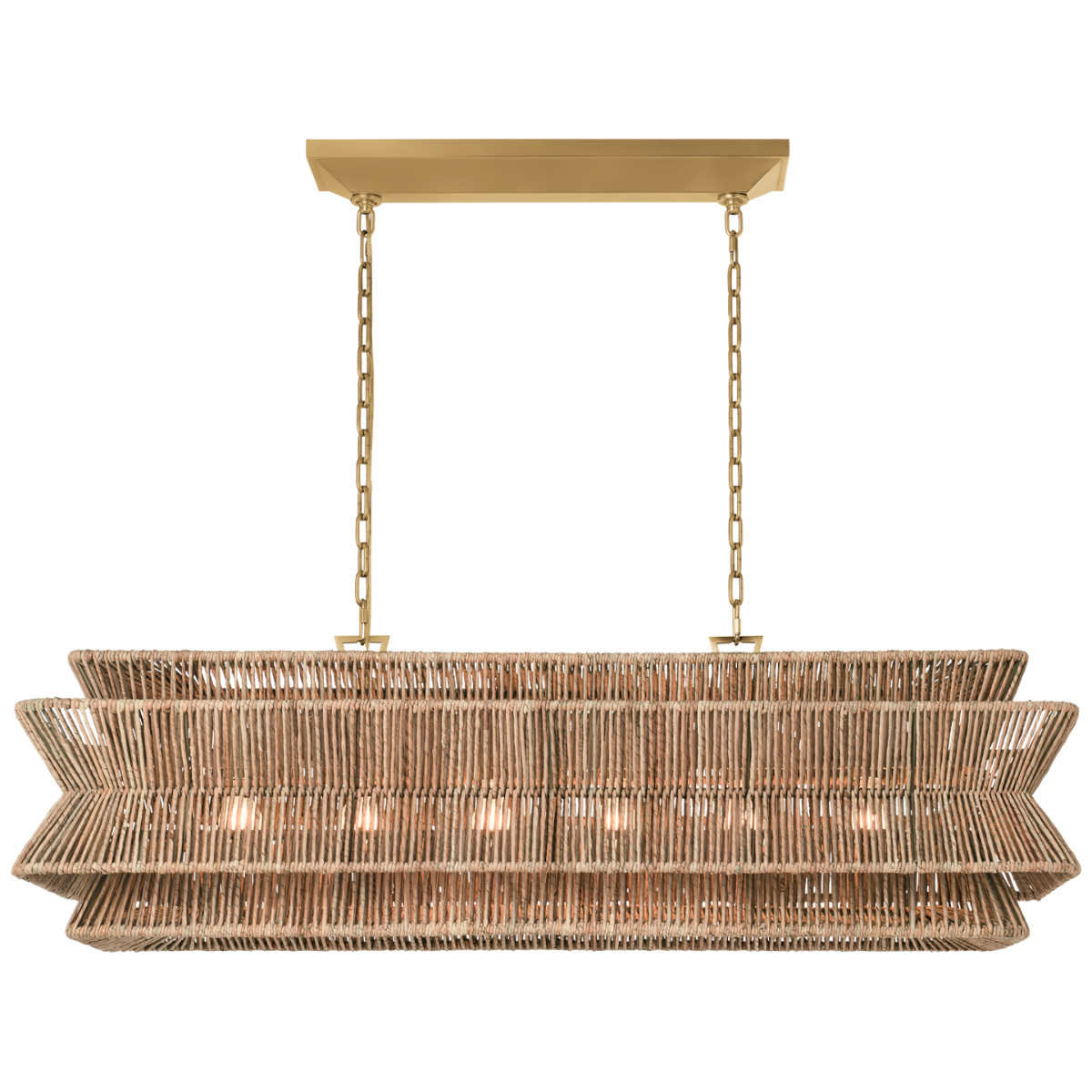 Antigua 54" Linear Rattan Chandelier