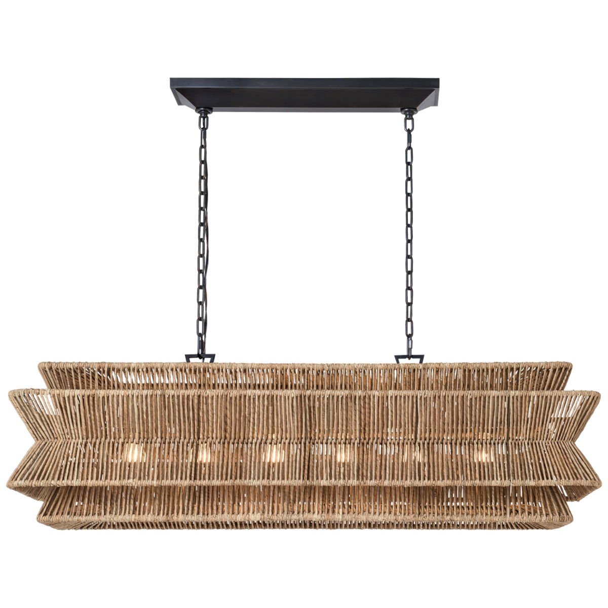 Antigua 54" Linear Rattan Chandelier
