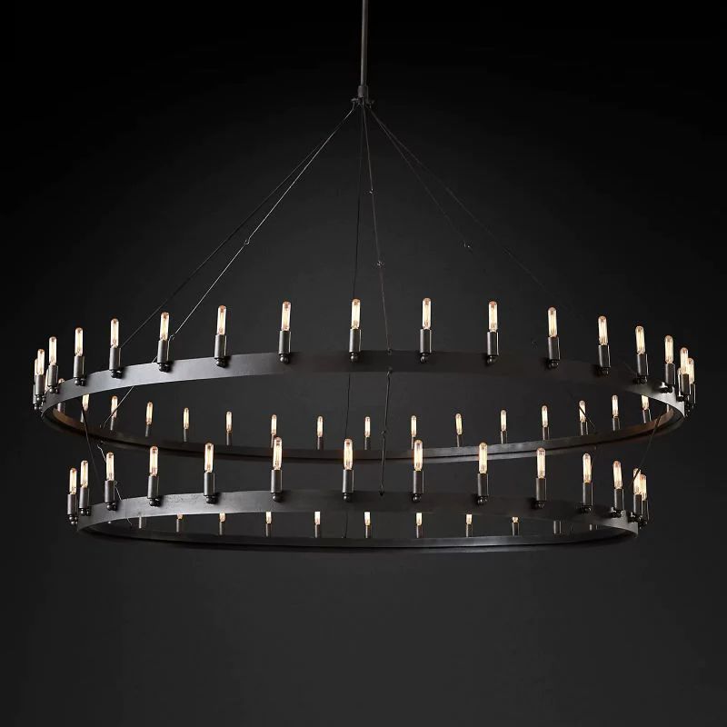Camia 2-Tier Filament Round Chandelier<38"-73">