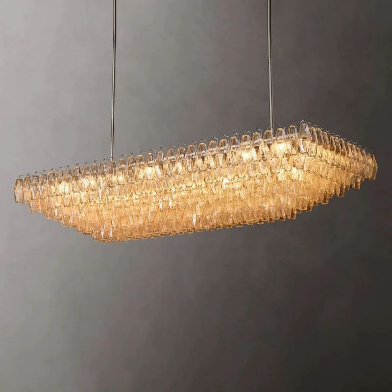 Dezeen Tiered Rectangle Chandelier 74"