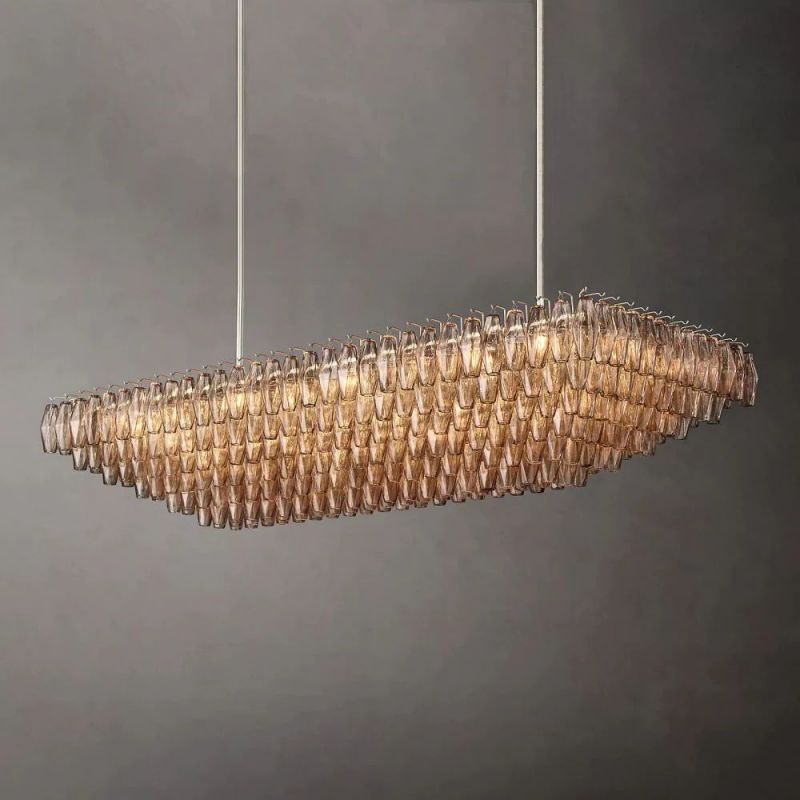 Dezeen Tiered Rectangle Chandelier 74"