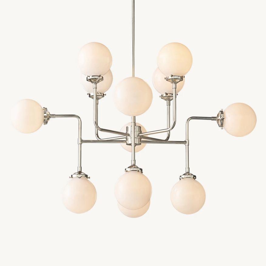 Machinist Globe Milk Glass Chandelier