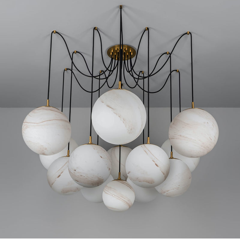 Modern Alabaster Ball Chandelier