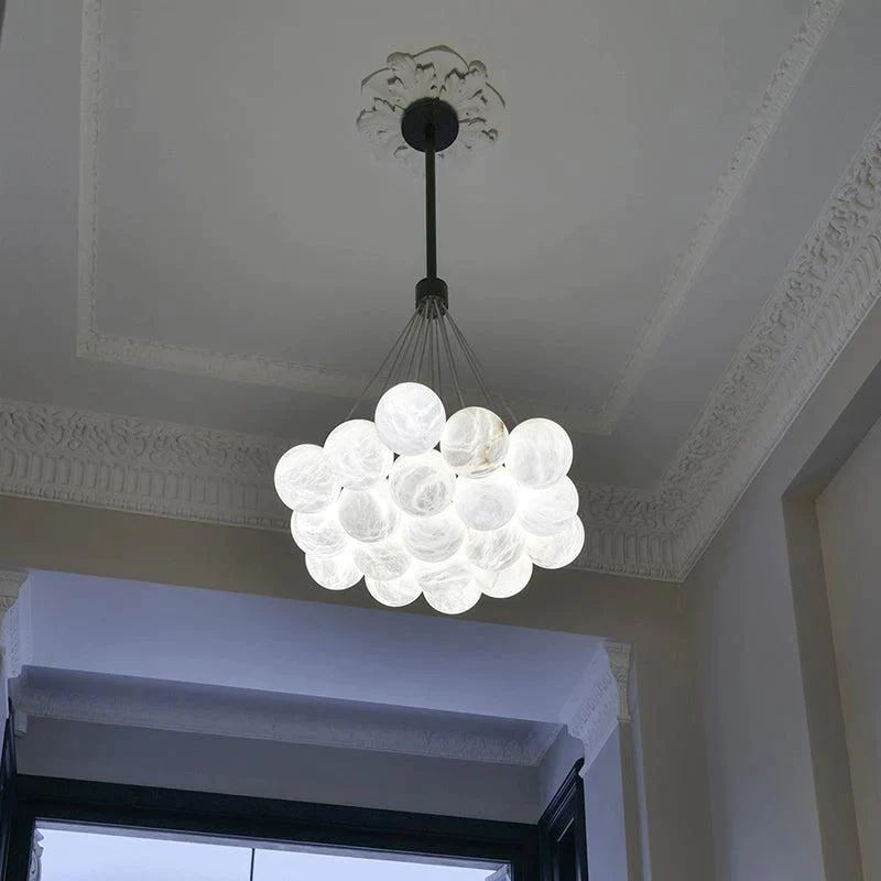 Modern Pearl Alabaster Ball Pendant Light