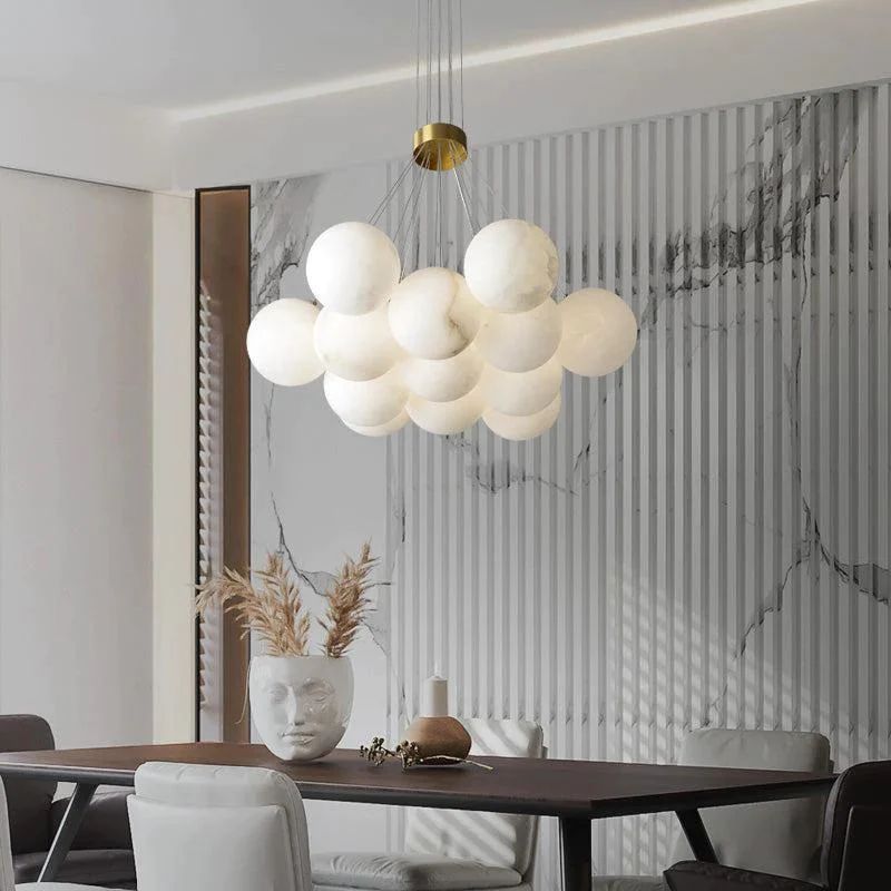 Modern Pearl Alabaster Ball Pendant Light