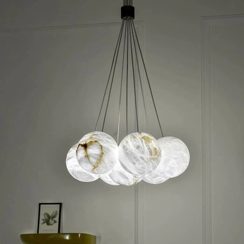 Modern Pearl Alabaster Ball Pendant Light