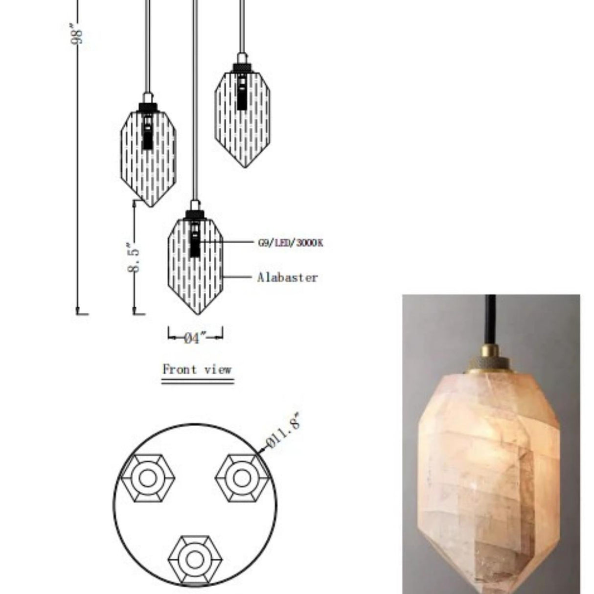 Multicolor Calcite Pendant