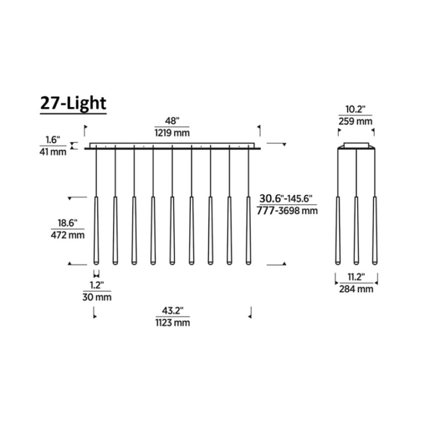 Nolan 27-Light Linear Chandelier 48"