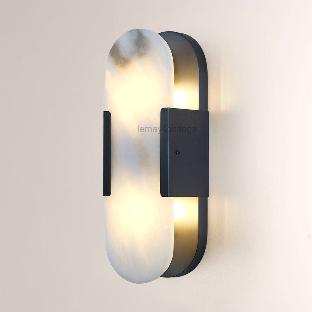 OpalEdge Oval Alabaster Wall Sconces 13.8 19.7H