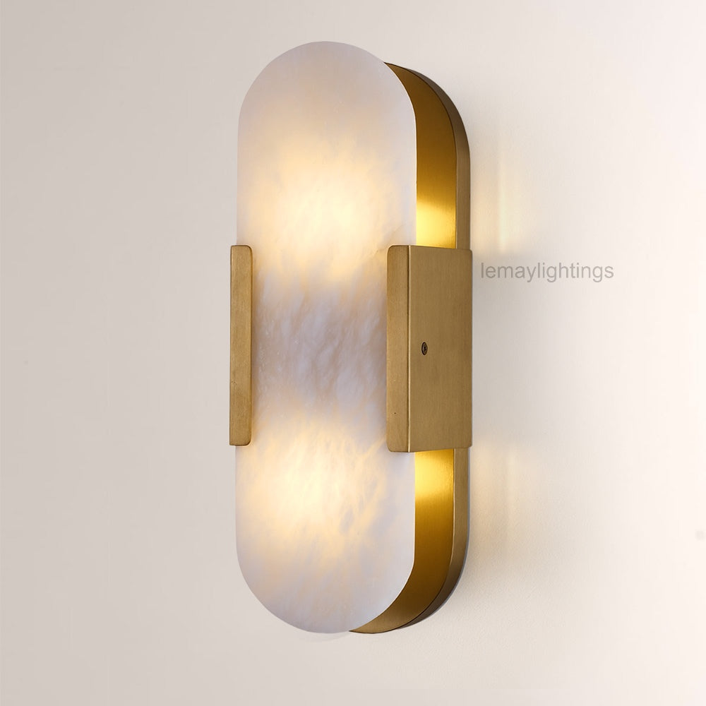 OpalEdge Oval Alabaster Wall Sconces 13.8 19.7H