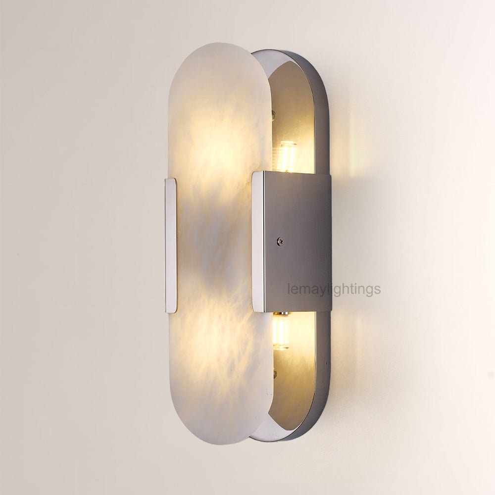 OpalEdge Oval Alabaster Wall Sconces 13.8 19.7H