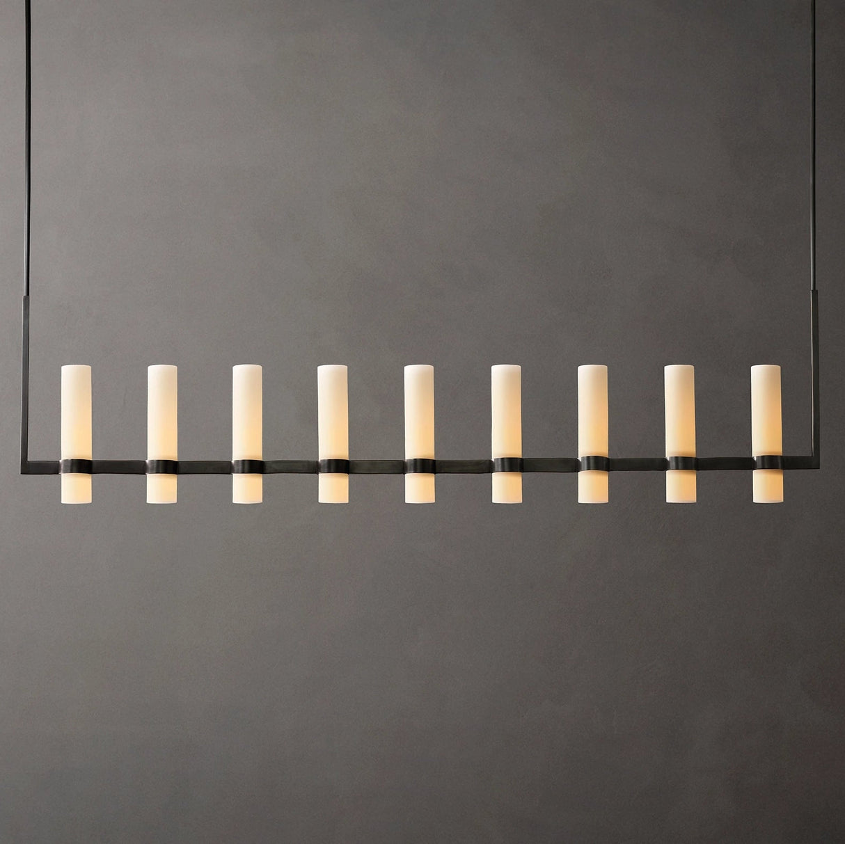 Ramelle Linear Milk Glass Chandelier 71"