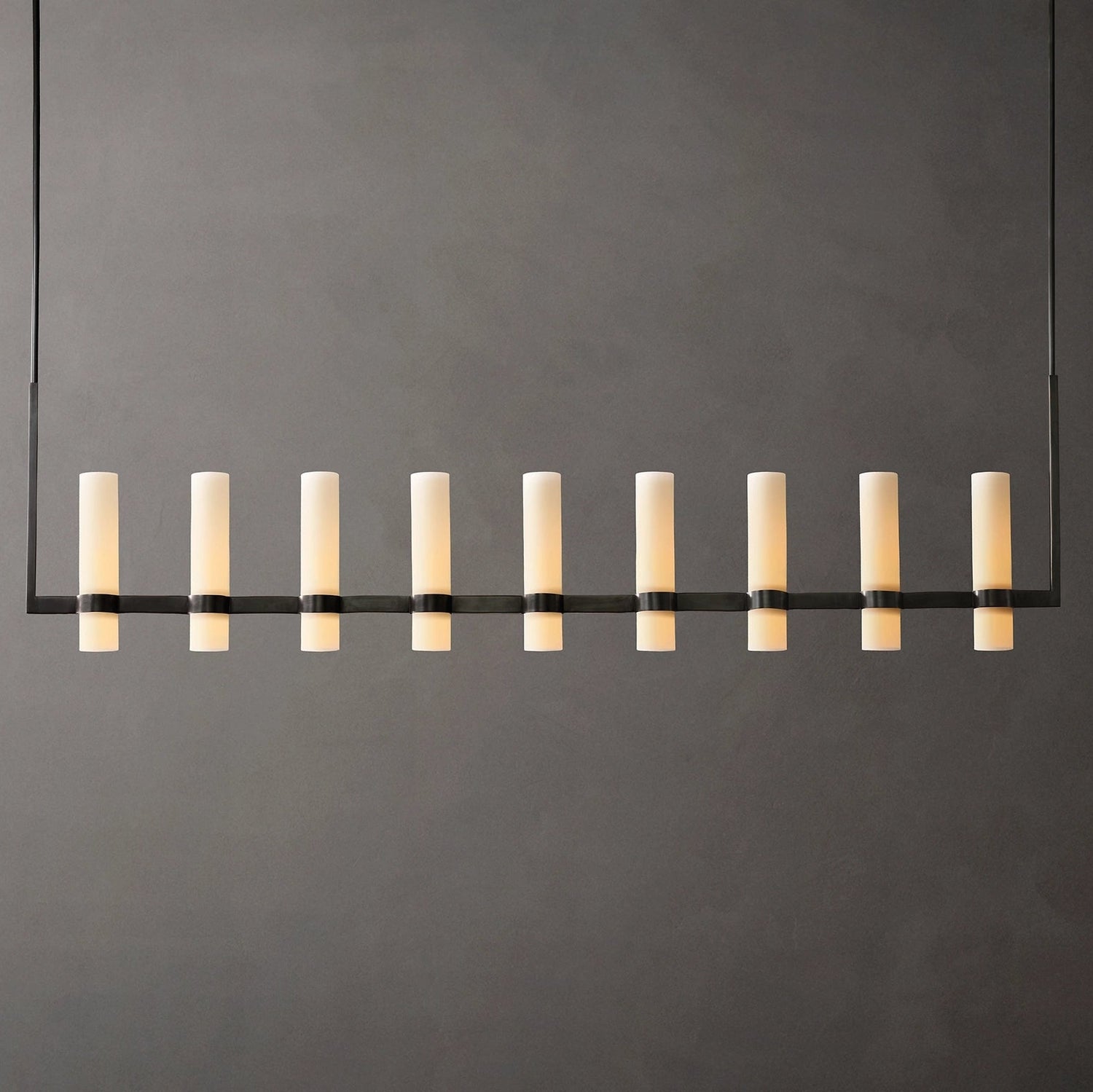 Ramelle Linear Milk Glass Chandelier 71"