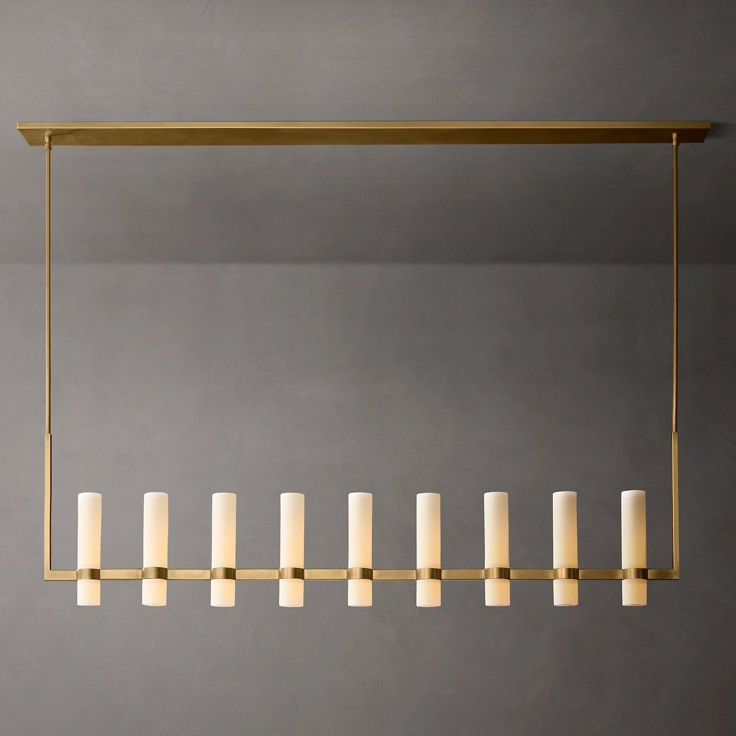 Ramelle Linear Milk Glass Chandelier 71"