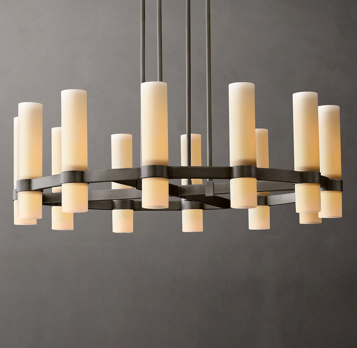 Ramelle Round Milk Glass Chandelier 36"