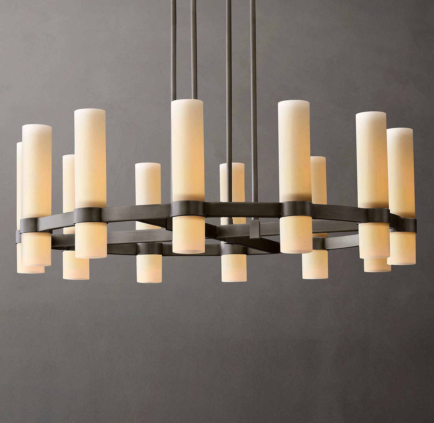 Ramelle Round Milk Glass Chandelier 36"