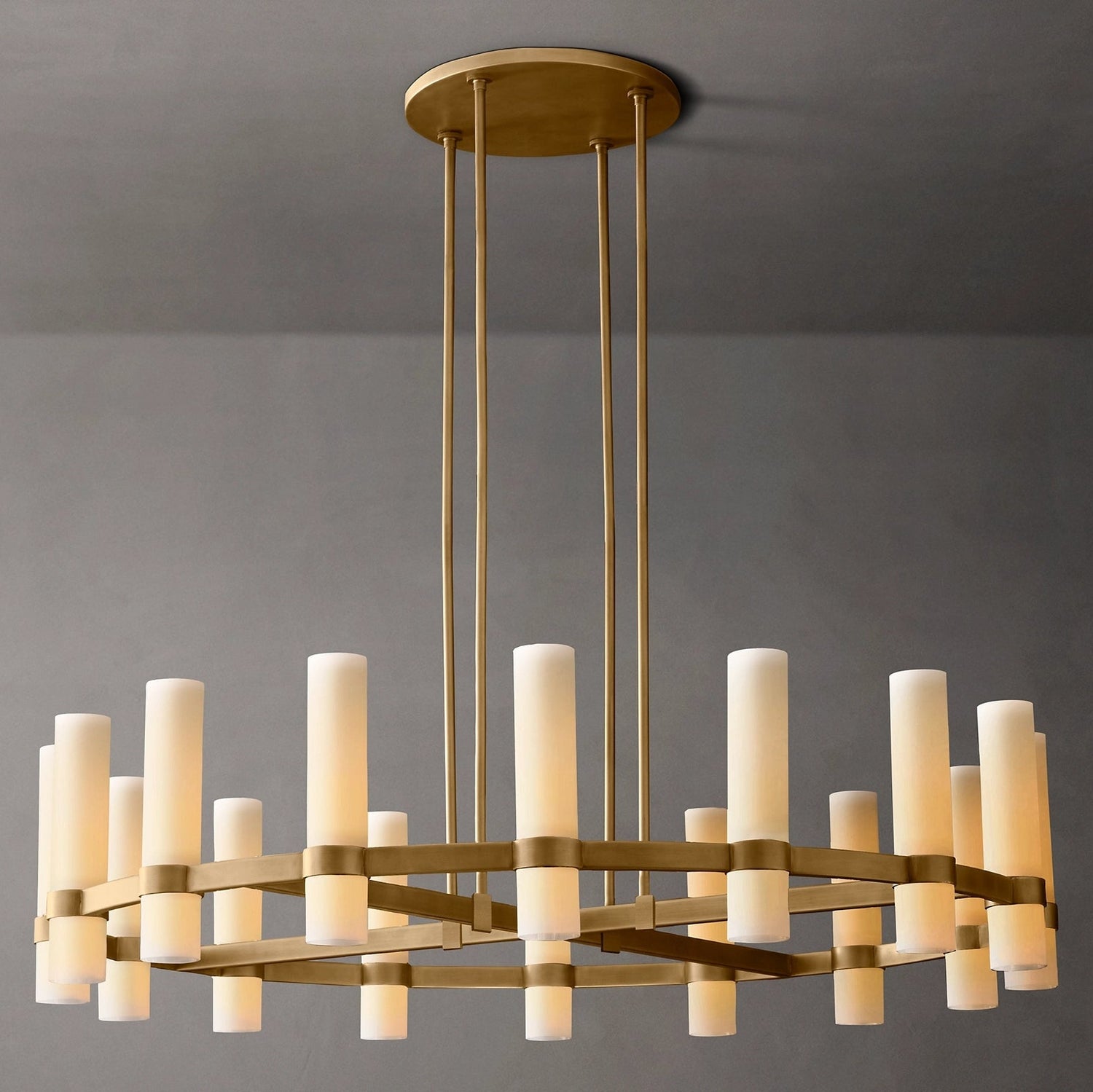 Ramelle Round Milk Glass Chandelier 48"