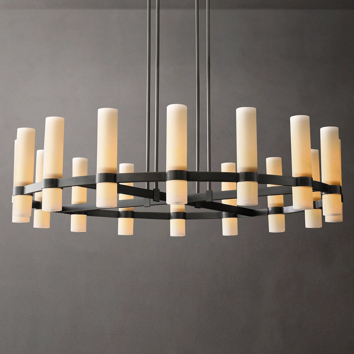 Ramelle Round Milk Glass Chandelier 48"