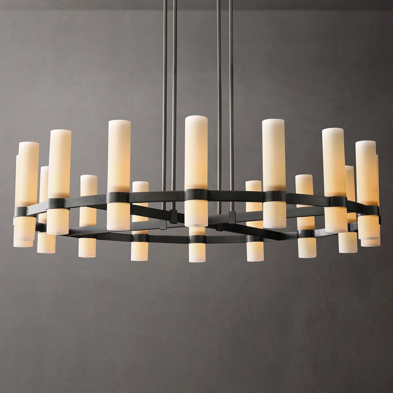 Ramelle Round Milk Glass Chandelier 48"