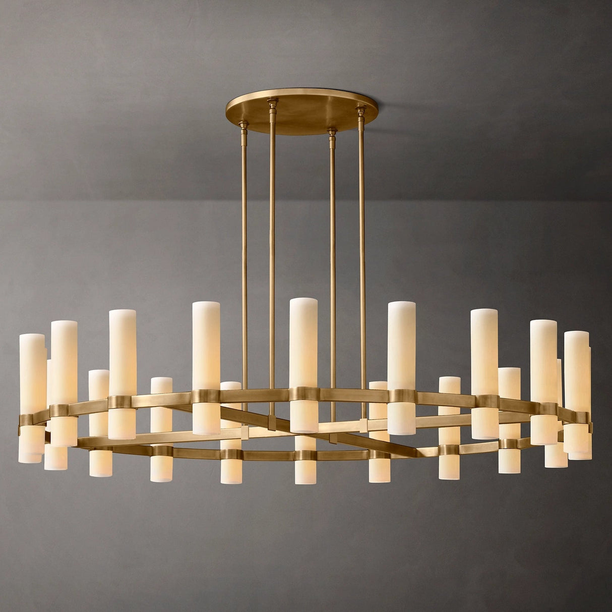 Ramelle Round Milk Glass Chandelier 60"