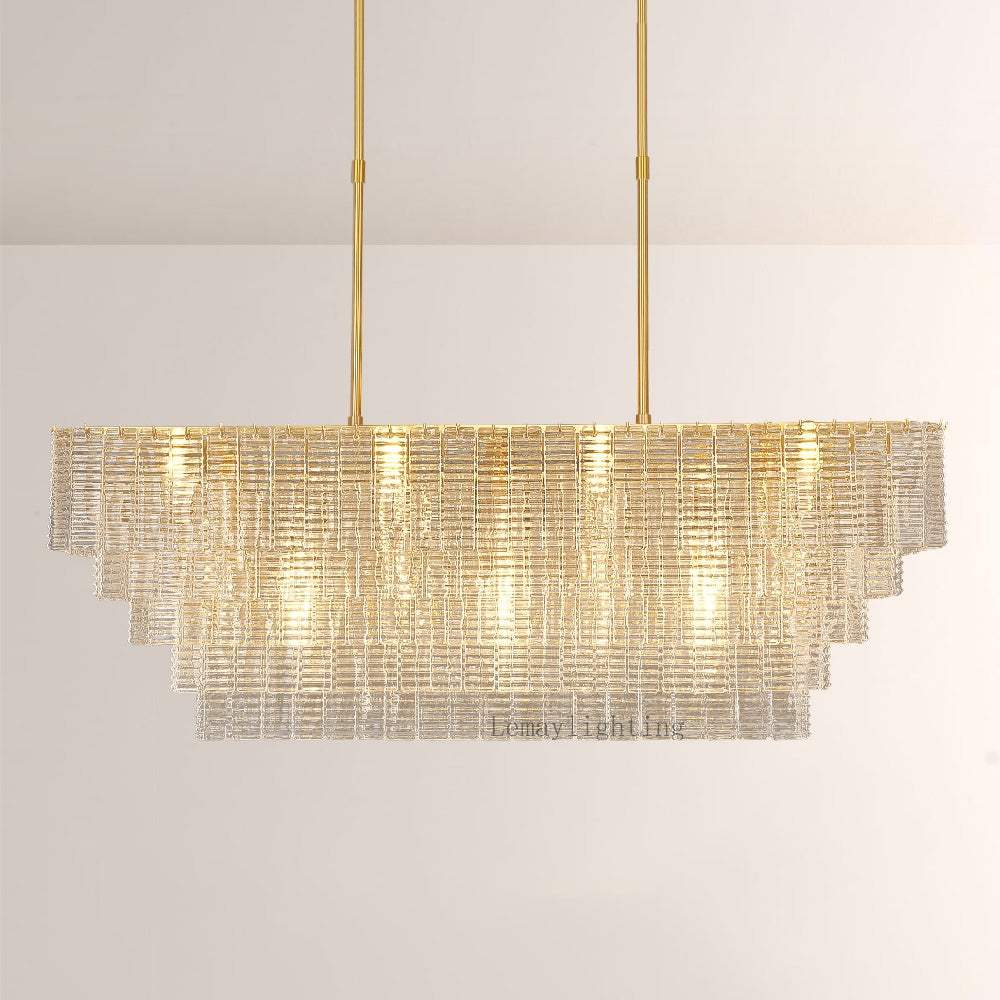 Sherlock Glass Rectangular Chandelier 59"