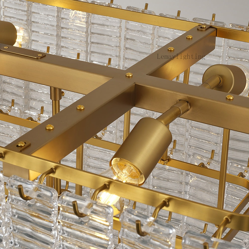 Sherlock Glass Rectangular Chandelier 59"