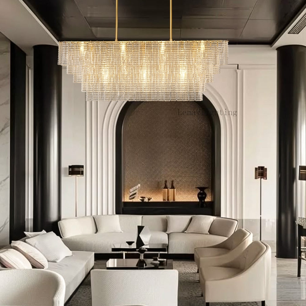 Sherlock Glass Rectangular Chandelier 59"