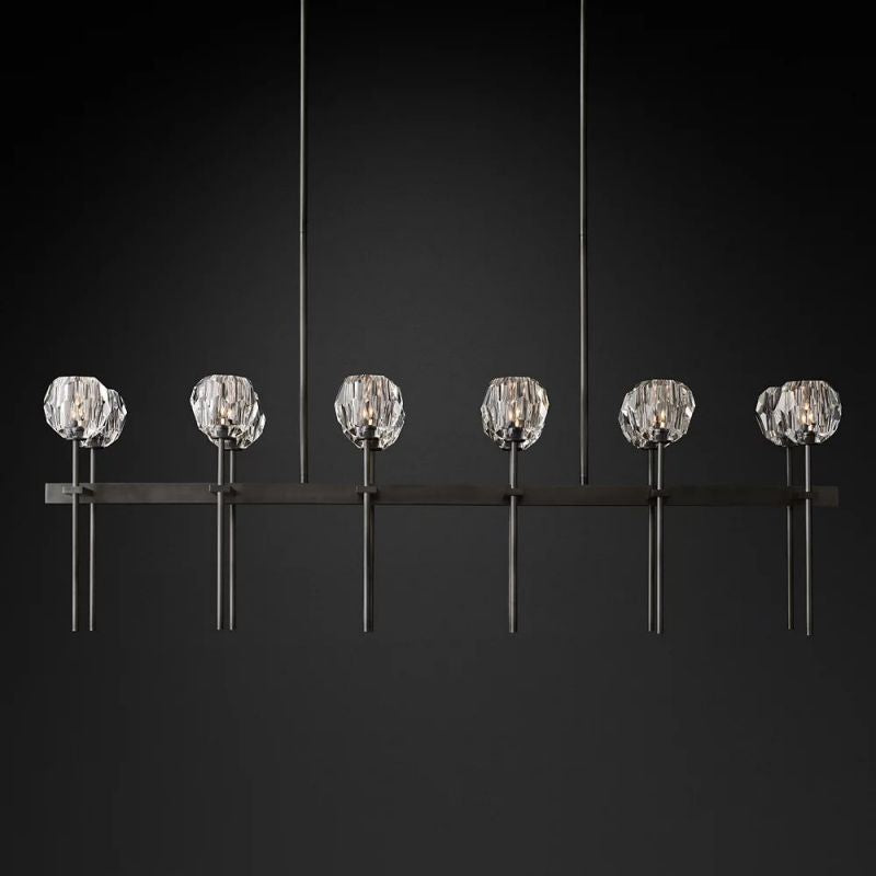 Sibole Glass Double Linear Chandelier 60"