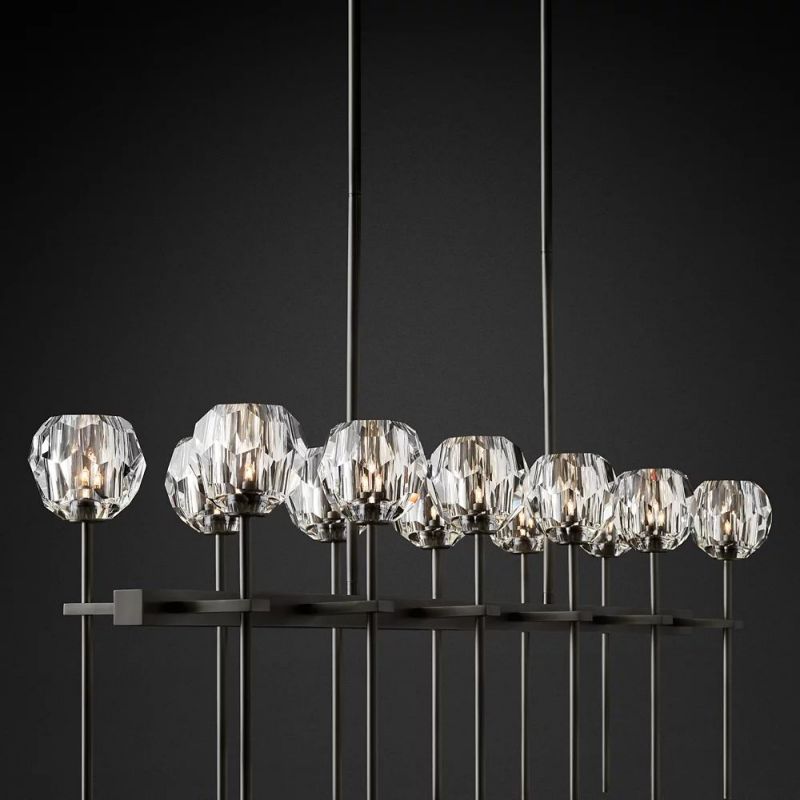 Sibole Glass Double Linear Chandelier 60"
