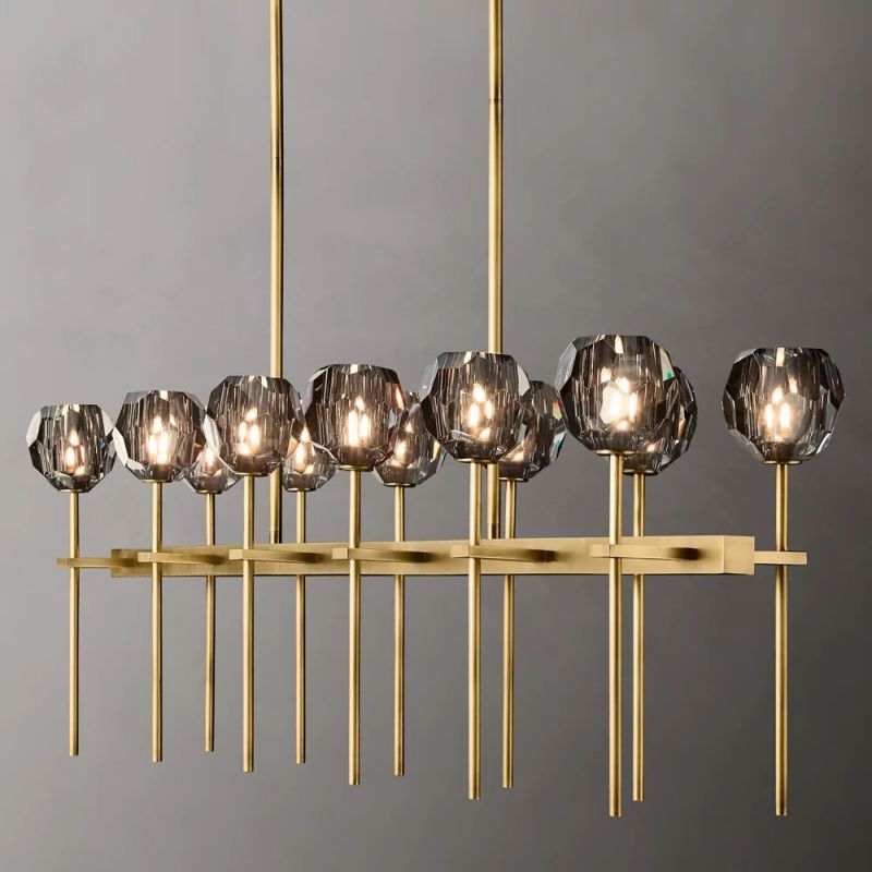 Sibole Glass Double Linear Chandelier 60"