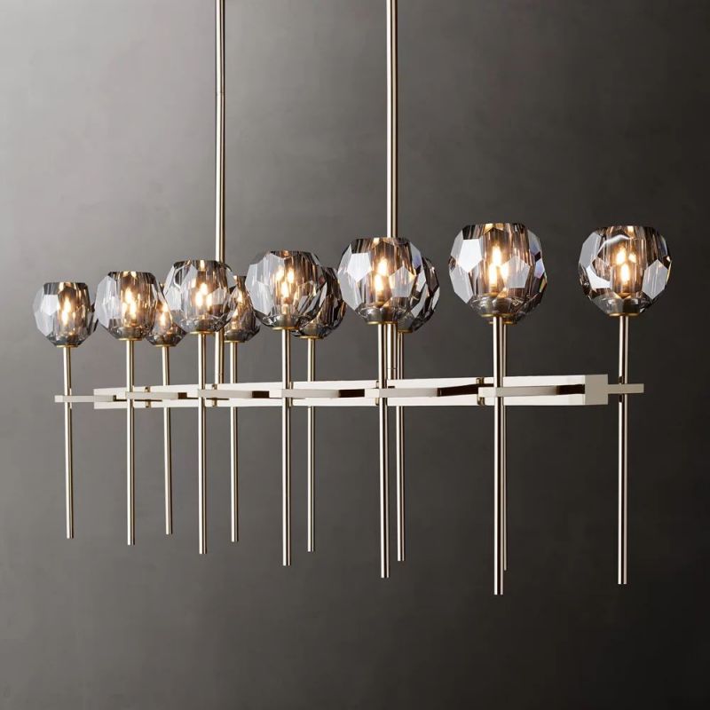 Sibole Glass Double Linear Chandelier 60"