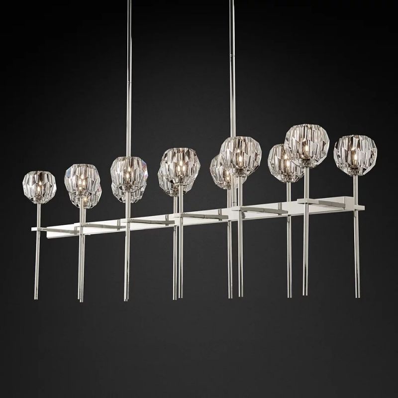 Sibole Glass Double Linear Chandelier 60"
