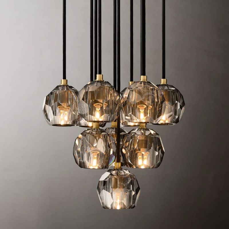 Sibole Glass Round Cluster Chandelier 14"