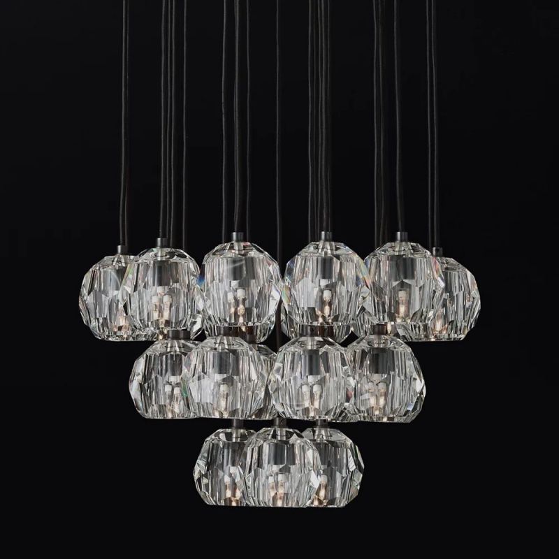 Sibole Glass Round Cluster Chandelier 24"