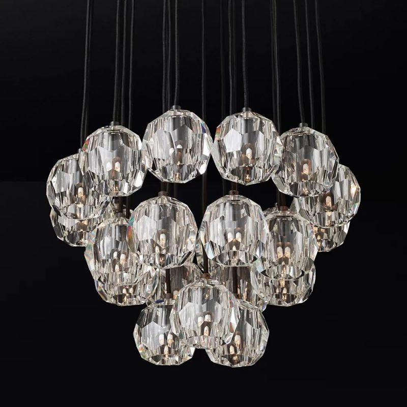 Sibole Glass Round Cluster Chandelier 24"
