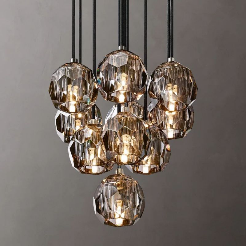 Sibole Glass Round Cluster Chandelier 14"