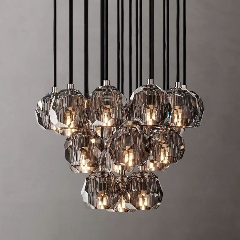 Sibole Glass Round Cluster Chandelier 19"