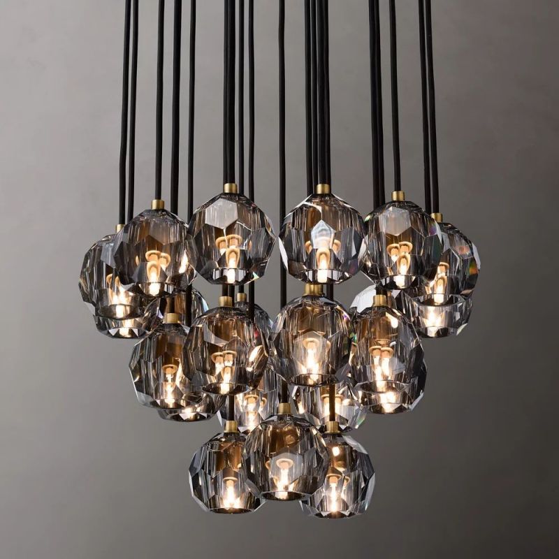 Sibole Glass Round Cluster Chandelier 24"
